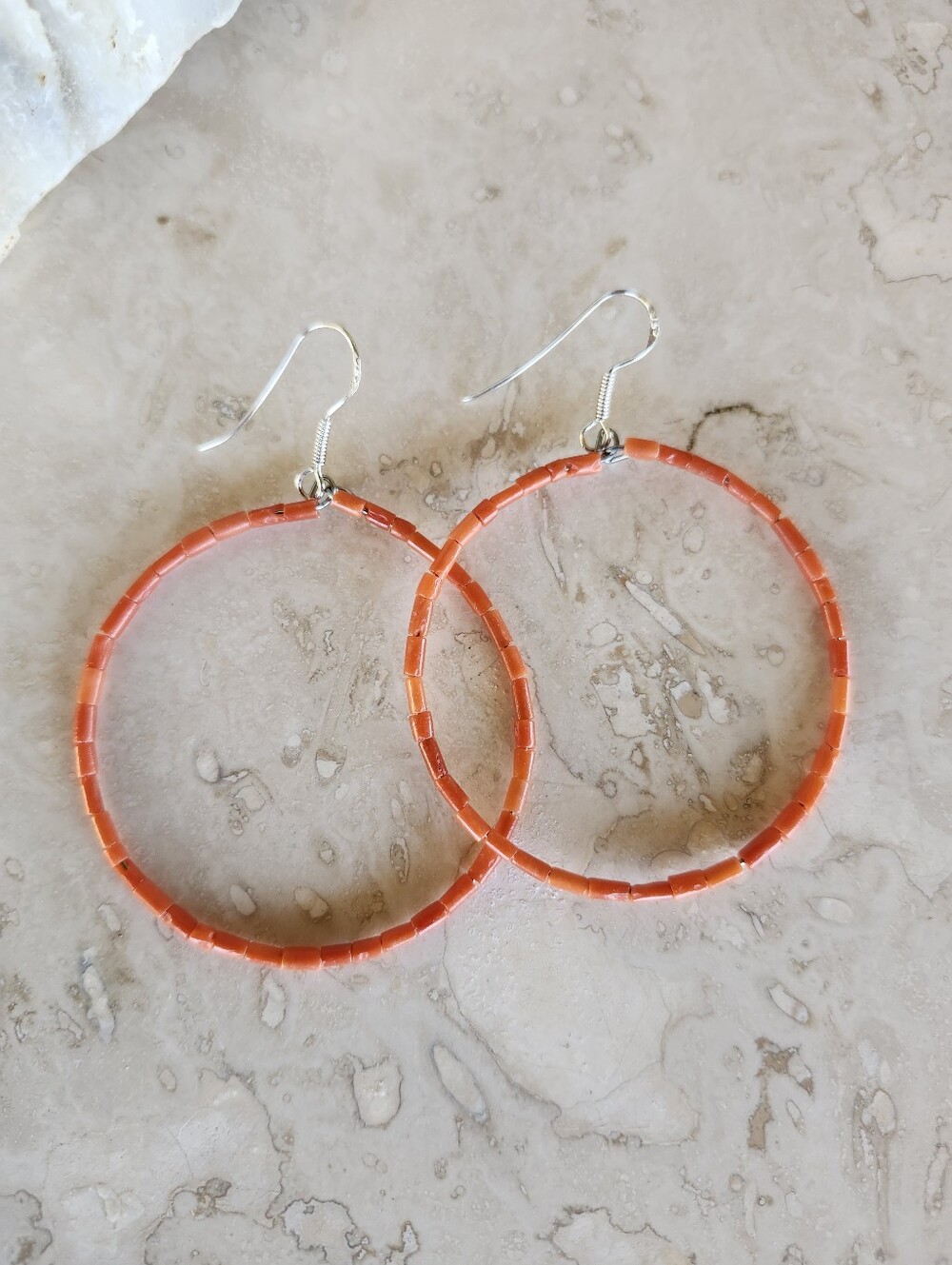 Sterling Silver Genuine Mediterranean Coral Earrings